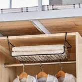 Metal Wire Under Shelf Hanging Storage Basket Organizer | Color - Black - Decorlay